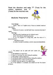 English Worksheet: Medicine  Prescription