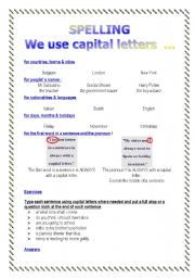 English Worksheet: Spelling we use capital letters... (2 pages)