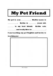 English Worksheet: My Pet Friend