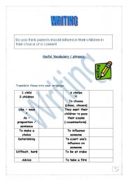 English Worksheet: Guided writing (parents influence on children)