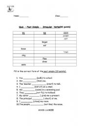 English worksheet: irregular verbs i-a    -ew