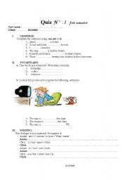 English worksheet: english first grade test