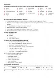 English worksheet: WORK EXERCISES