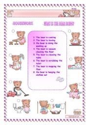 English Worksheet: HOUSEWORK OR CHORES