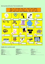 English Worksheet: CLOTHES: WRITING AND FILL IN THE GAPS