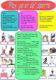 English Worksheet: Play, go or do - sports