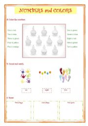 English worksheet: Numbers and Colors