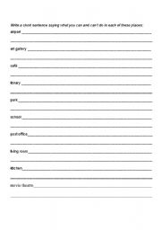 English worksheet: can/cant