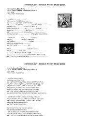 English Worksheet: Johnny Cash s song 