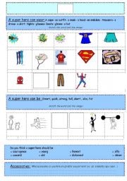 English worksheet: describe a super hero