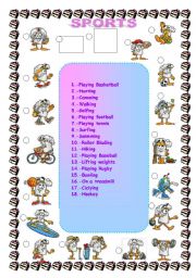 English Worksheet: SPORTS AND ACTIVITIES