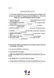 English Worksheet: Active or Passive - Test