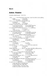 English Worksheet: Active -Passive test