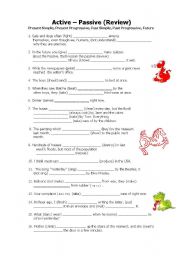 English Worksheet: Active  Passive (Review)