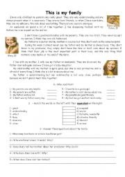 English Worksheet: My family