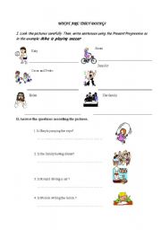 English worksheet: what are they doing?