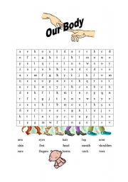 Parts of the body wordsearch