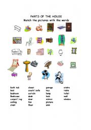 English Worksheet: parts of the house