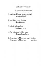 English Worksheet: Subjective Pronouns