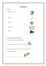 English Worksheet: classroom  objects