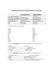 English Worksheet: Comparatives and Superlatives