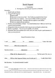 English Worksheet: Book Report Presentation Script