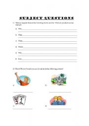 English worksheet: subject questions