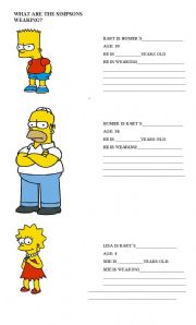 English Worksheet: WHAT ARE THE SIMPSONS WEARING?