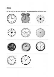 English Worksheet: Clocks