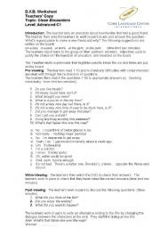 English Worksheet: Close Encounters