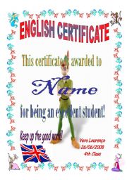 English Worksheet: Certificate