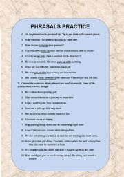 English Worksheet: Phrasal verbs introduction 2 - practice