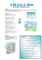 English Worksheet: A Bit of A A Milne: Conditional Type 2