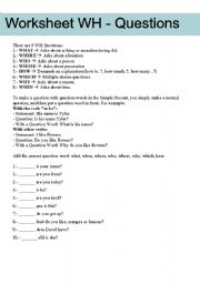 English Worksheet: WH Questions