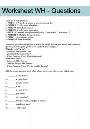 English Worksheet: WH Questions