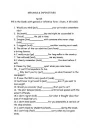 English Worksheet: gerunds&infinitives