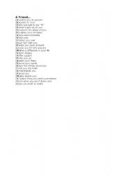 English Worksheet: A  Friend