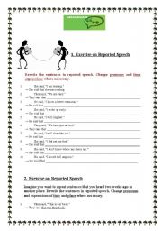 English Worksheet: reported speech