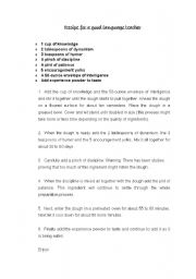 English Worksheet: Recipe for a good teacher