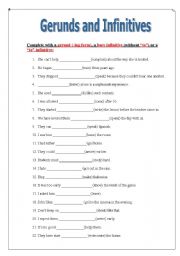 English Worksheet: gerund and infinitive