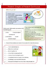 English Worksheet: Present Simple vs Present Continuous 