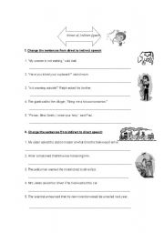 English Worksheet: Language-Indirect And Direct Speech