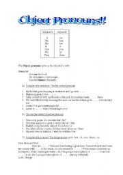 English Worksheet: Object Pronouns