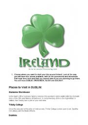 English Worksheet: Ireland Itinerary - using present continuous, past simple and present perfect 