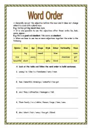 English Worksheet: Word order