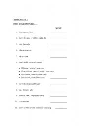 English Worksheet: Find someone who...