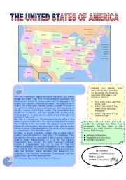 English Worksheet: THE UNITED STATES INTRODUCTION Page 1