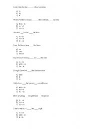 English Worksheet: prepositions