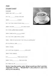 English worksheet: Restaurant Dialogue - Fill in the blanks