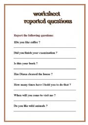 English worksheet: reported questions